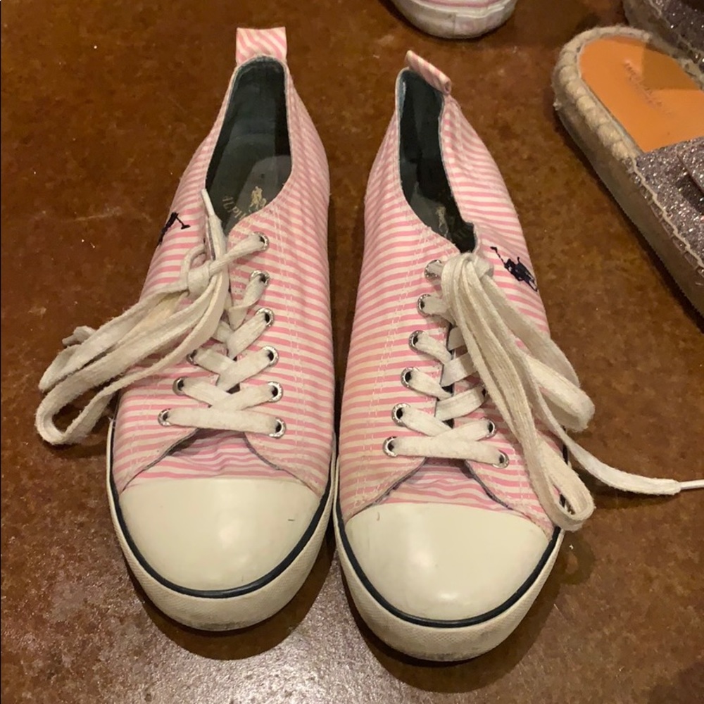 Polo Ralph Lauren pink striped converse